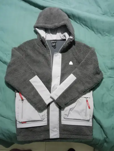 Chaqueta polar gris con capucha Burtons - miniatura 2