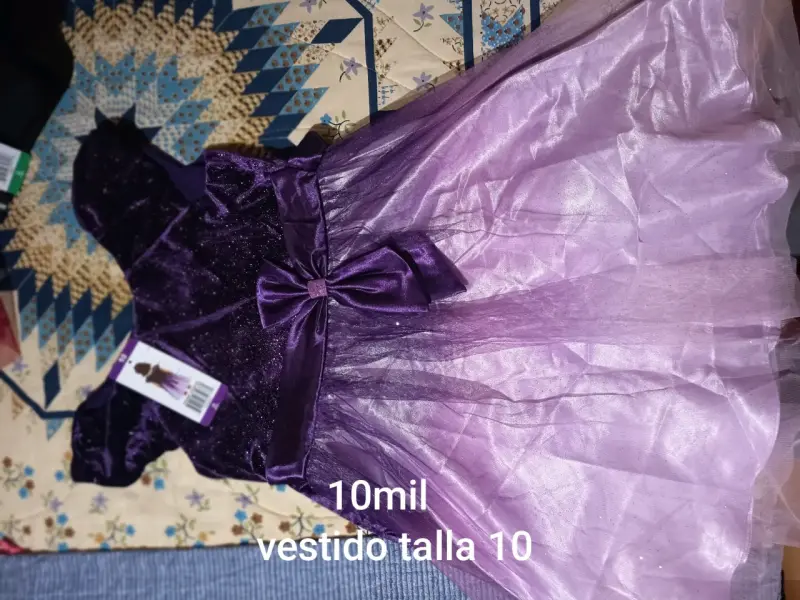 Vestido de fiesta infantil morado talla 10 - 1