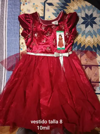 Vestido rojo de fiesta para niña talla 8 - miniatura 1