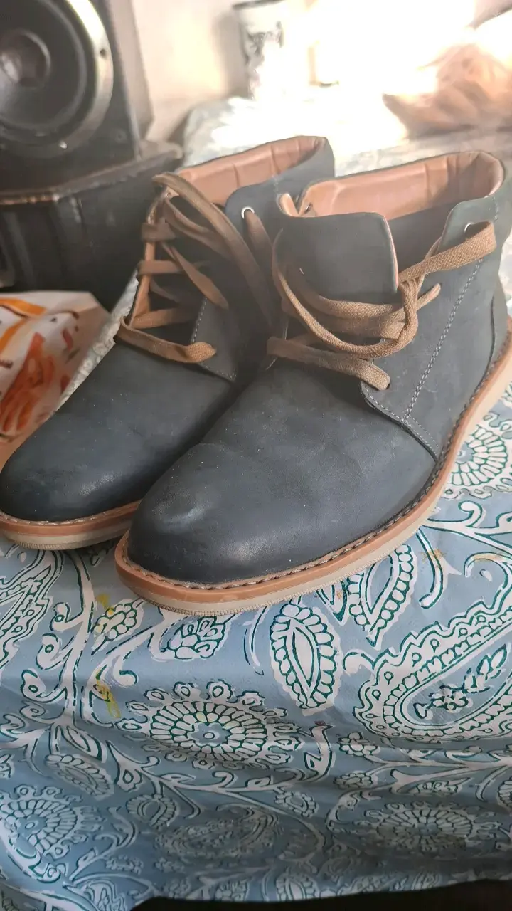 Botines de cuero azul para hombre