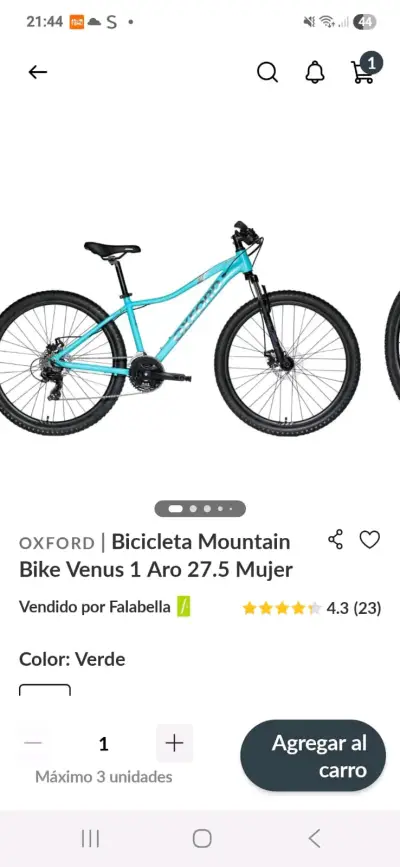 Bicicleta Oxford montaña color turquesa - miniatura 4