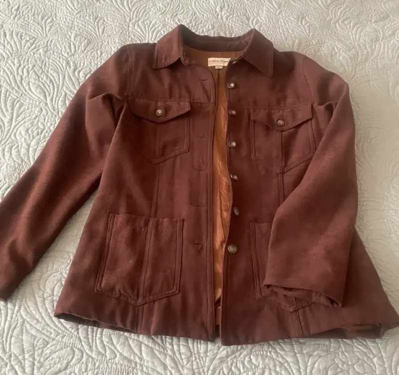 Chaqueta de piel sintética beige con forro - 2
