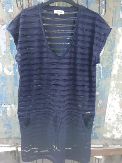 Vestido calado azul marino Calvin Klein - miniatura 1