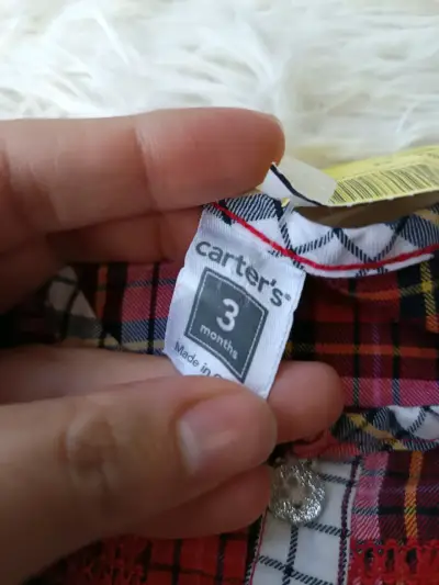 Vestido infantil a cuadros rojo y blanco - miniatura 4