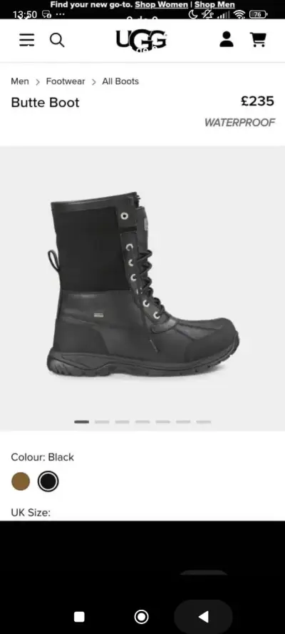 Botas impermeables UGG Butte negras - miniatura 1