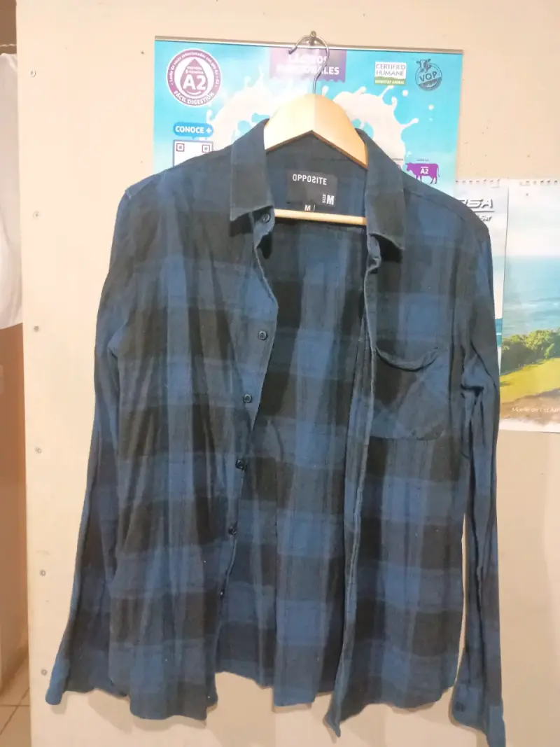 Camisa a cuadros azul Opposite para hombre - 1