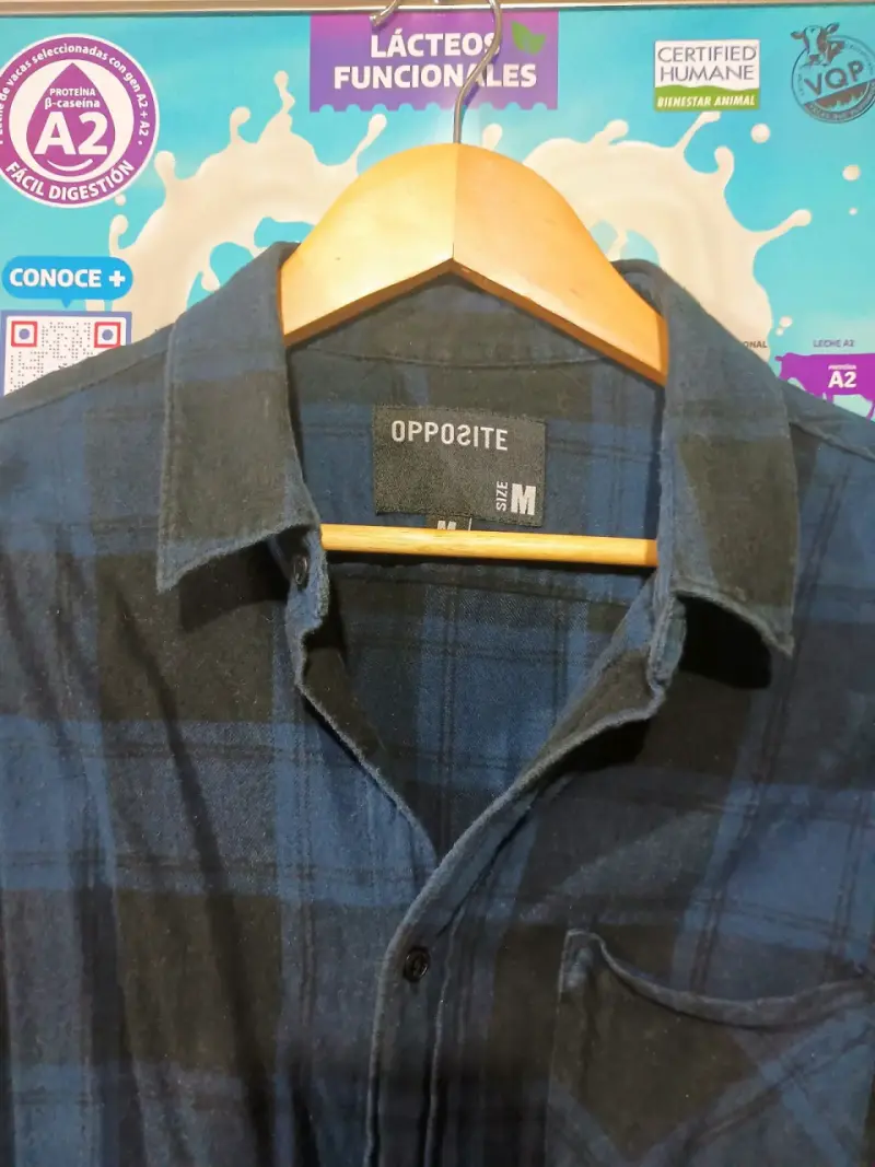 Camisa a cuadros azul Opposite para hombre - 2