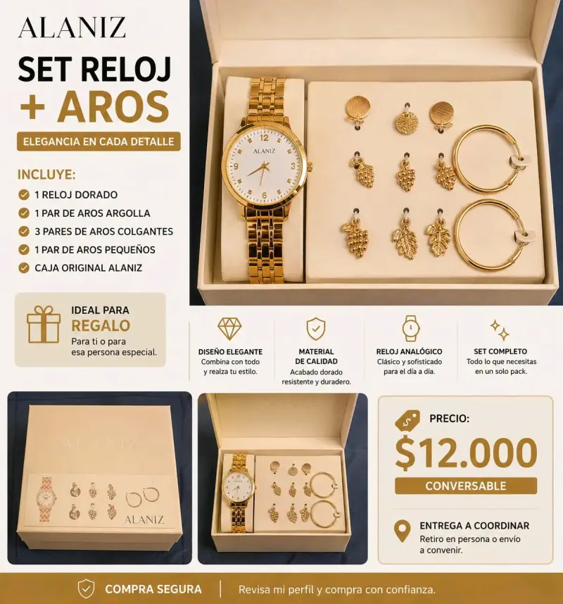Set de reloj dorado y aros Alaniz - 1