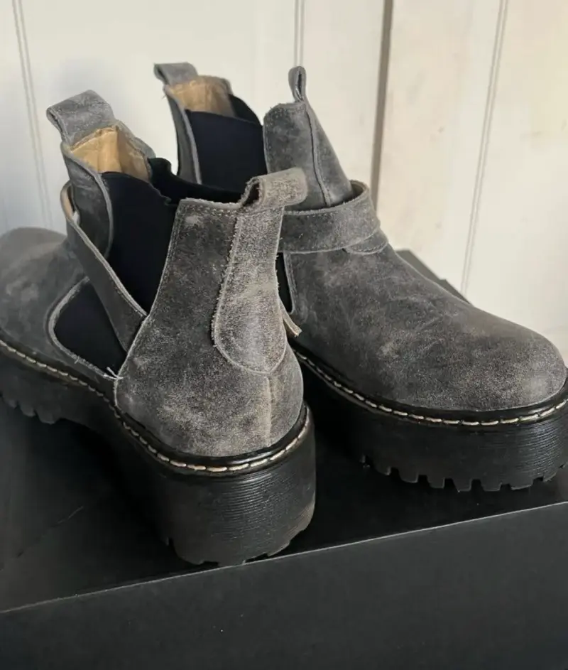 Botines de cuero gris con plataforma - 2
