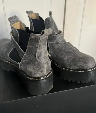 Botines de cuero gris con plataforma - miniatura 2