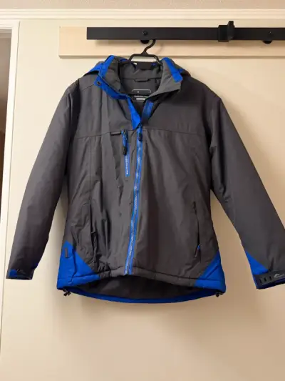 Chaqueta impermeable gris y azul unisex - miniatura 1