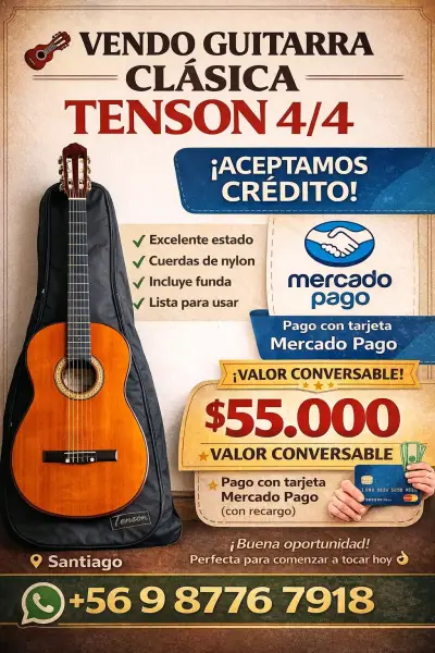 Guitarra clásica Tenson 4/4 con funda - miniatura 1