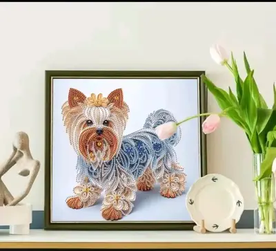 Cuadro decorativo de perro en quilling - miniatura 1