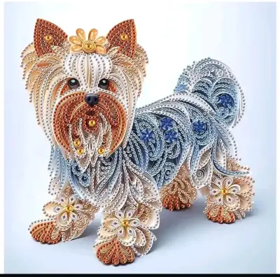 Cuadro decorativo de perro en quilling - miniatura 2