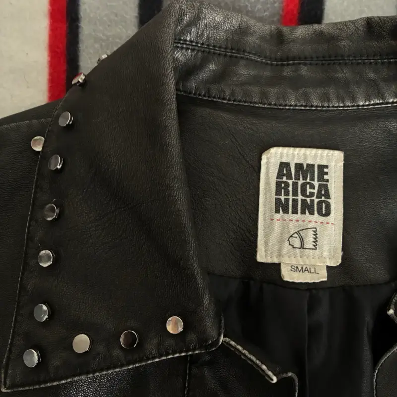 Chaqueta de cuero negra unisex talla S - 2