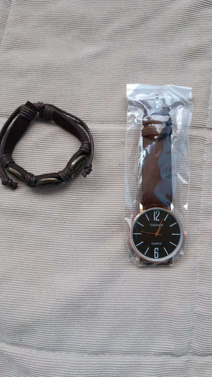 Set de reloj correa de cuero y pulsera de muñeca - 4