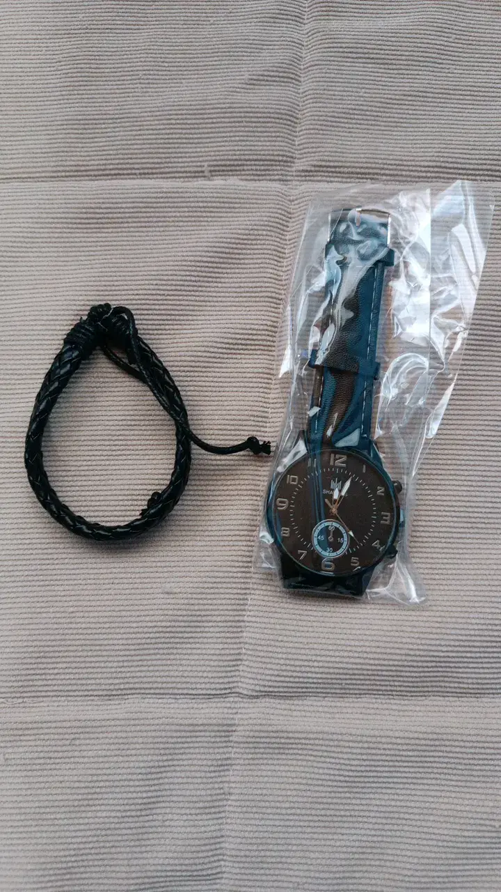 Set de reloj correa de cuero y pulsera de muñeca - 5