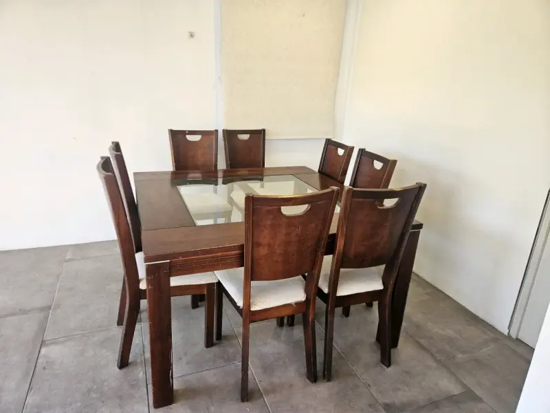 Juego de comedor de madera con vidrio para 6 personas - 3
