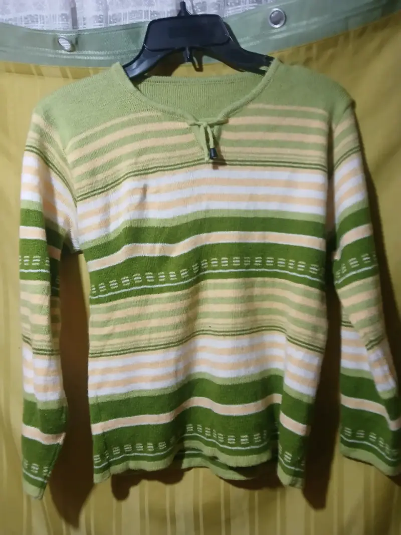 Suéter a rayas verde y beige