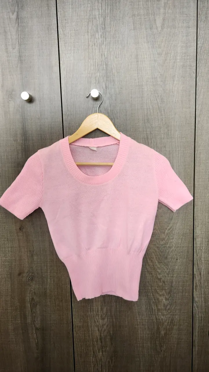 Polera rosada de hilo vintage - 1