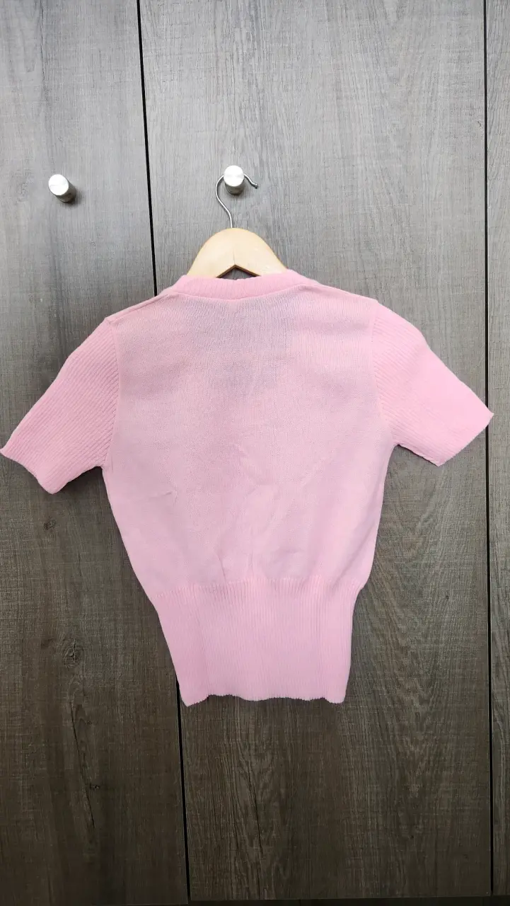 Polera rosada de hilo vintage - 2
