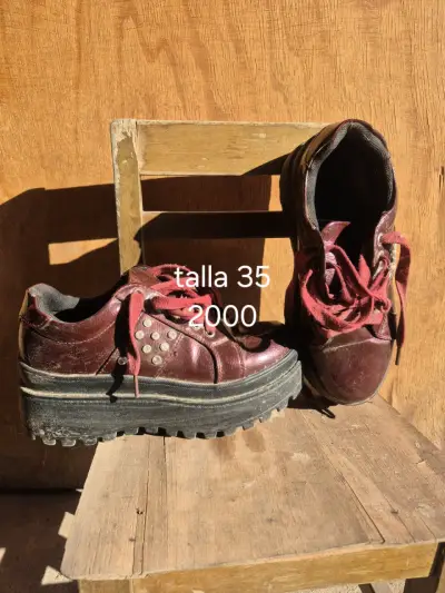 Zapatos plataforma burdeos talla 35 - miniatura 1