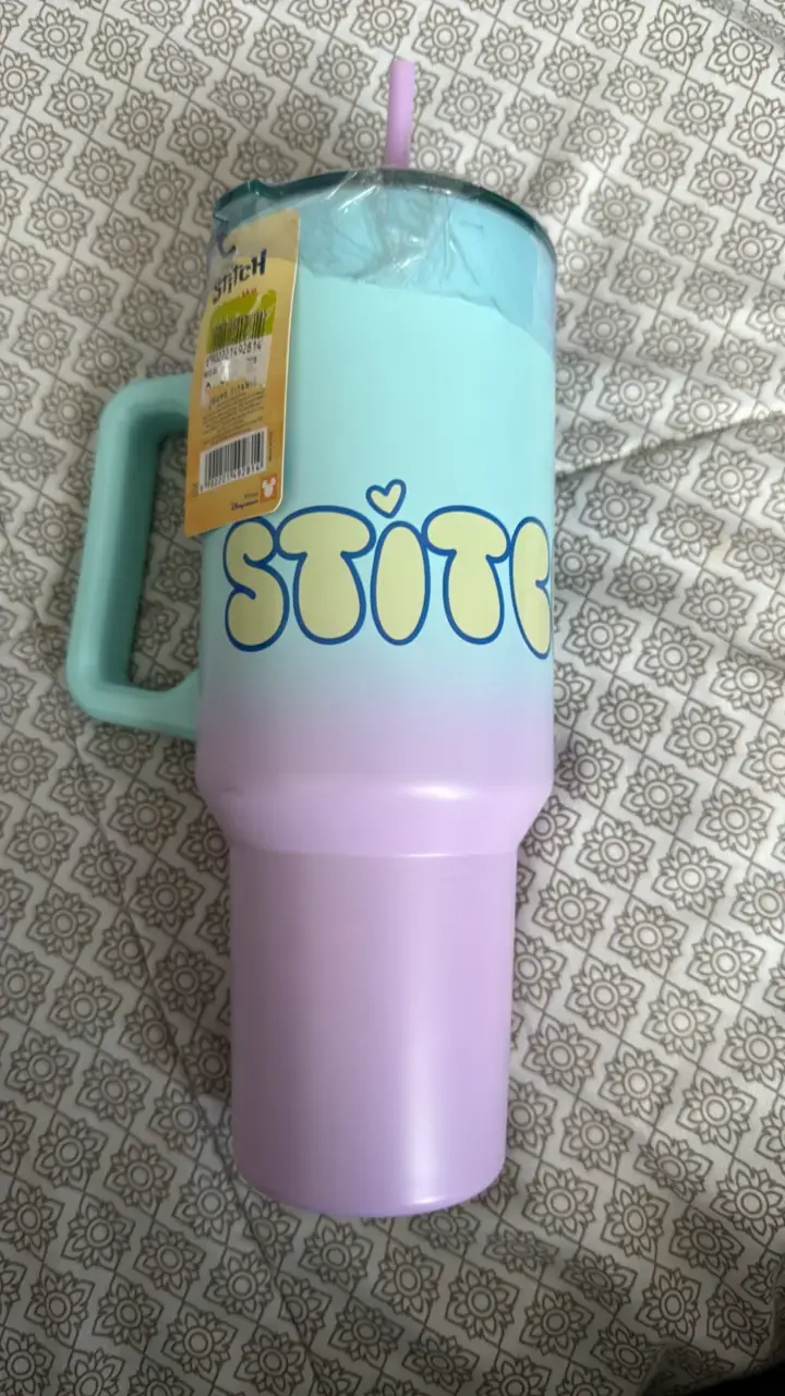 Vaso térmico Stitch con tapa y bombilla - 2