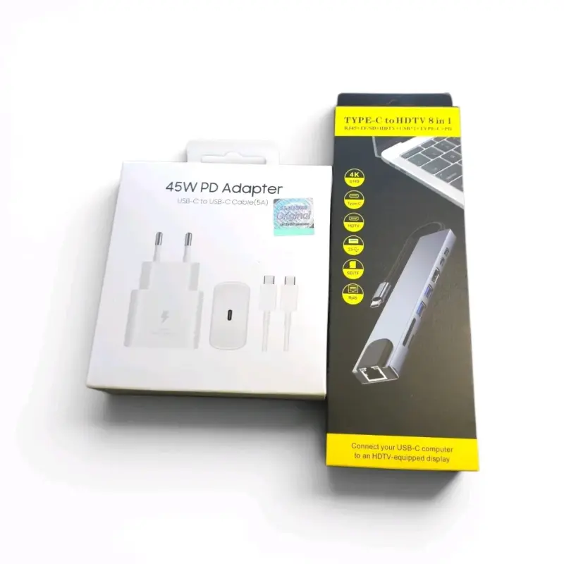 Kit Hub 8x y Adaptador Samsung 45W PD USB-C cable - 2