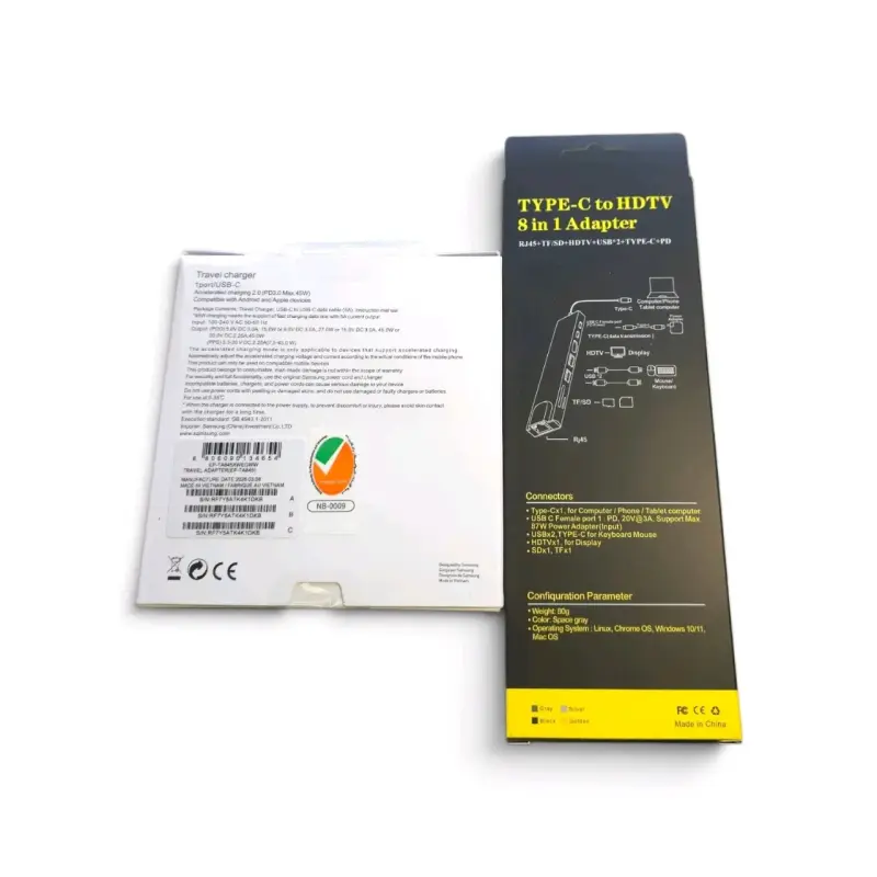 Kit Hub 8x y Adaptador Samsung 45W PD USB-C cable - 3