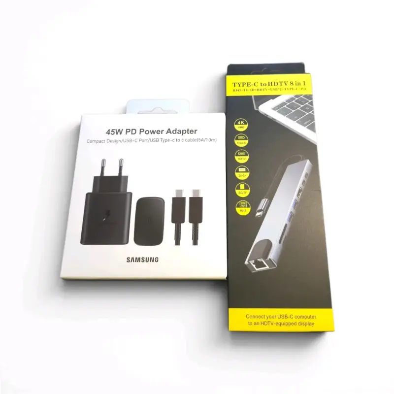Kit Hub 8x y Adaptador Samsung 45W PD USB-C cable - 4