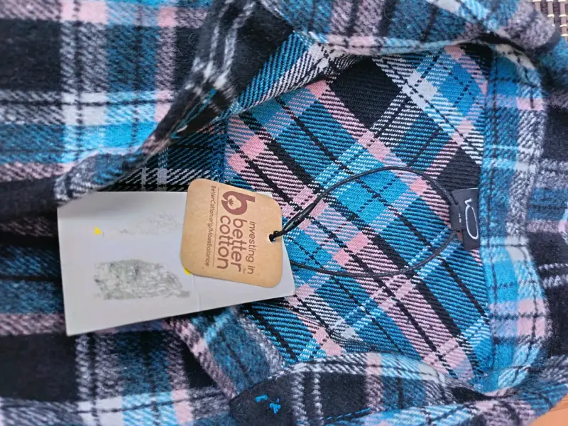 Camisa de franela a cuadros azul y rosa - 5
