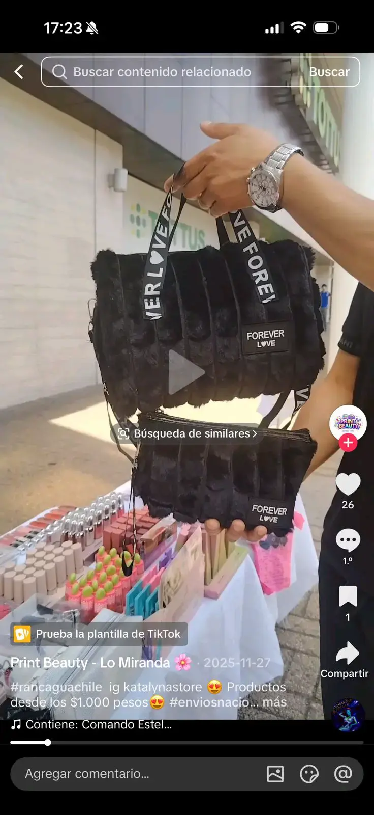Bolso de peluche negro Forever Love - 1