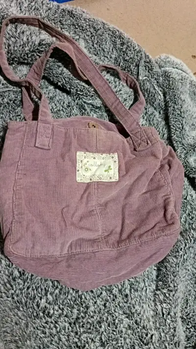 Bolso de pana color lila con bolsillo - miniatura 1