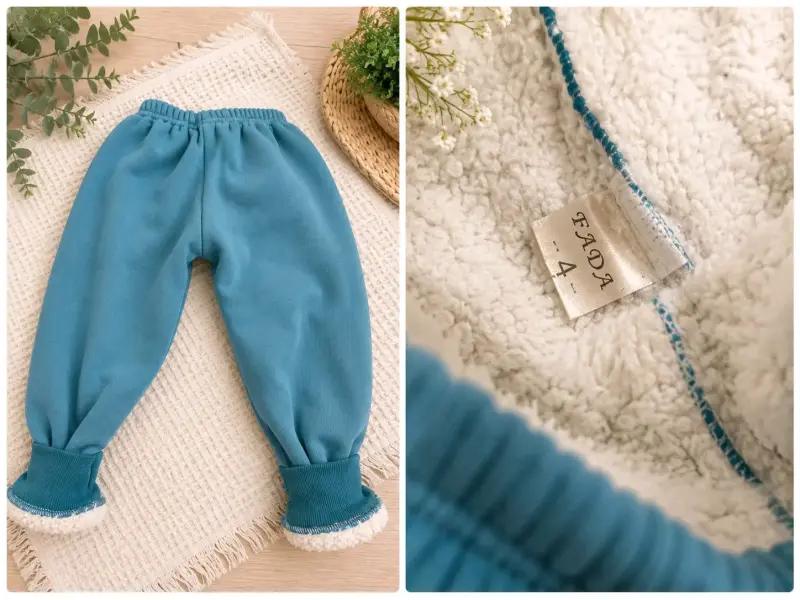 Pantalones de bebé azul con forro polar - 2