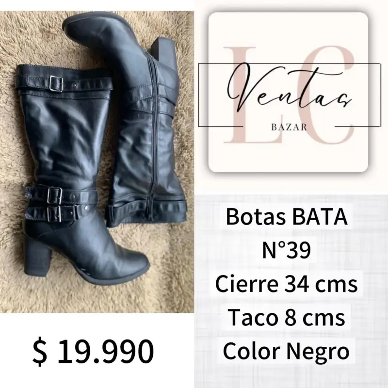 Botas negras BATA con taco alto