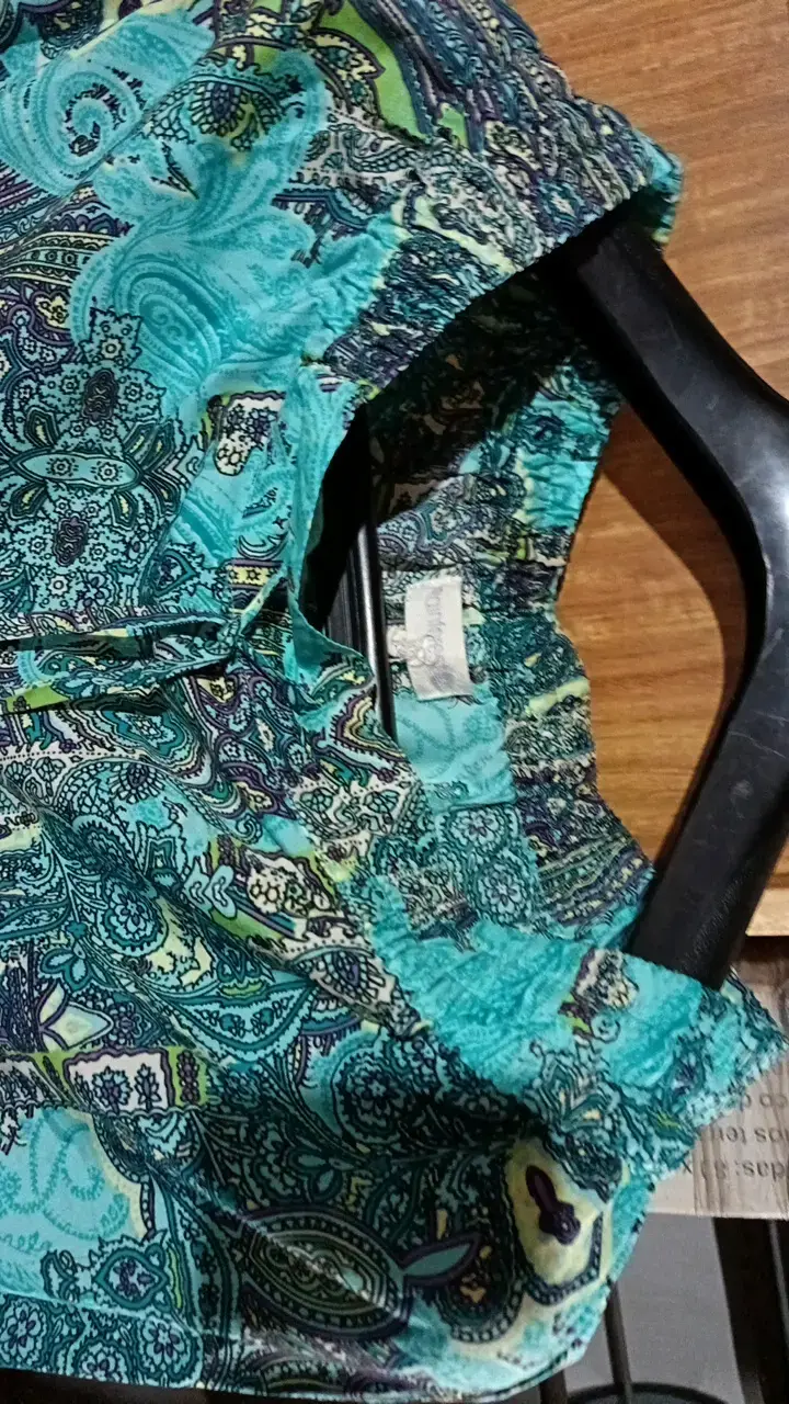 Pantalones holgados estampados azul y verde - 2