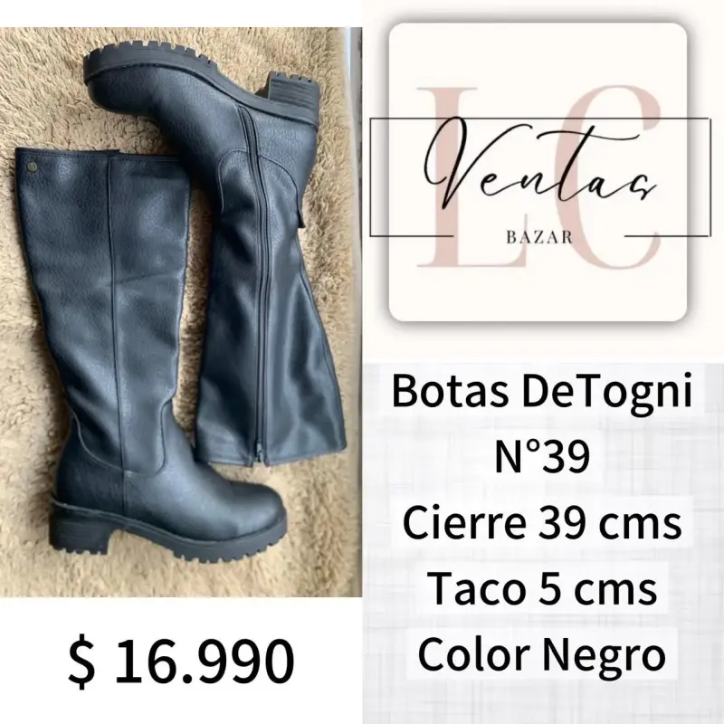 Botas DeTogni negras con cierre y taco