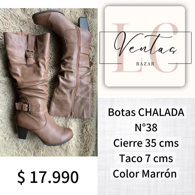 Botas de cuero marrón con taco alto