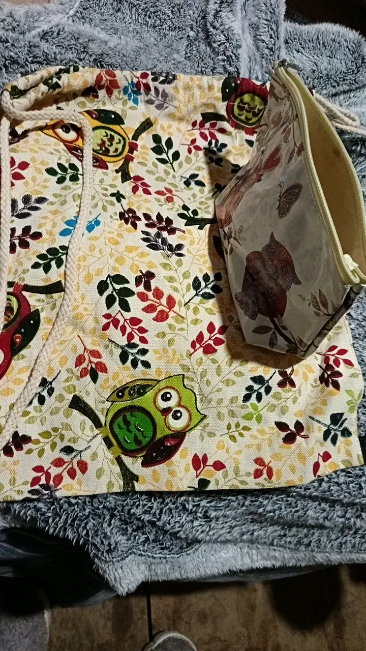 Bolso de tela con diseño de búhos - 1