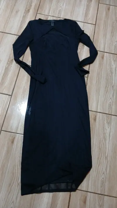 Vestido negro elegante manga larga - miniatura 1
