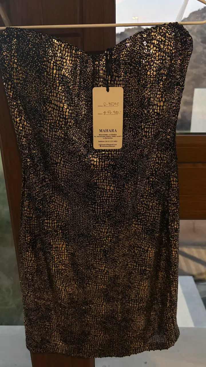 Vestido corto con lentejuelas doradas - 3