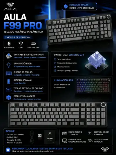 Teclado mecanico Aula F99 Pro RGB - miniatura 1