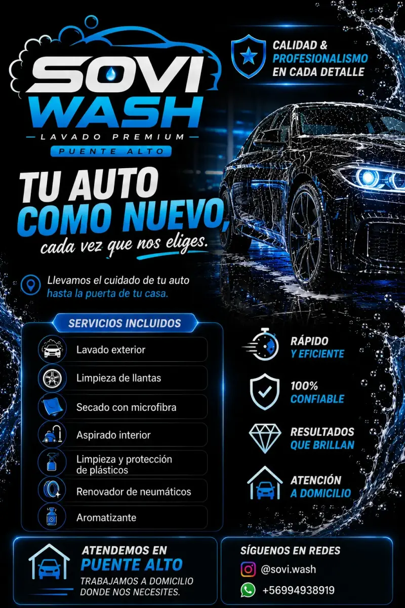 Servicio de lavado premium para autos| Puente Alt