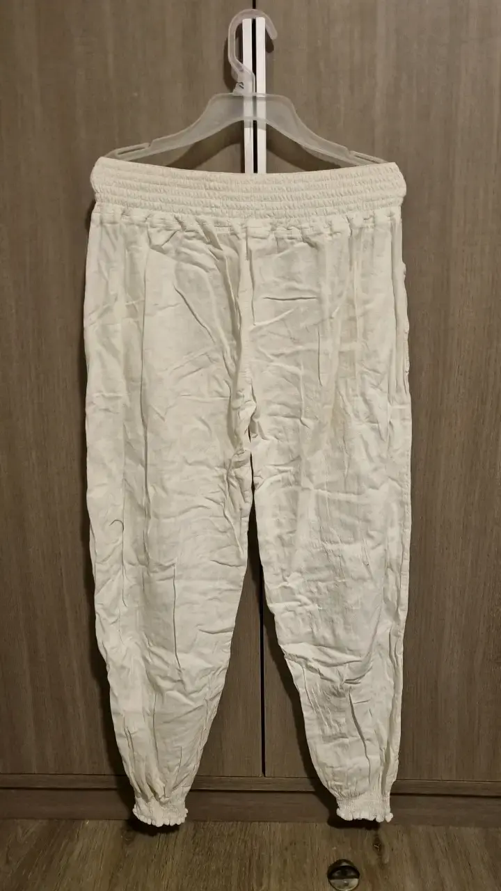 Pantalones blancos de lino elasticados - 2