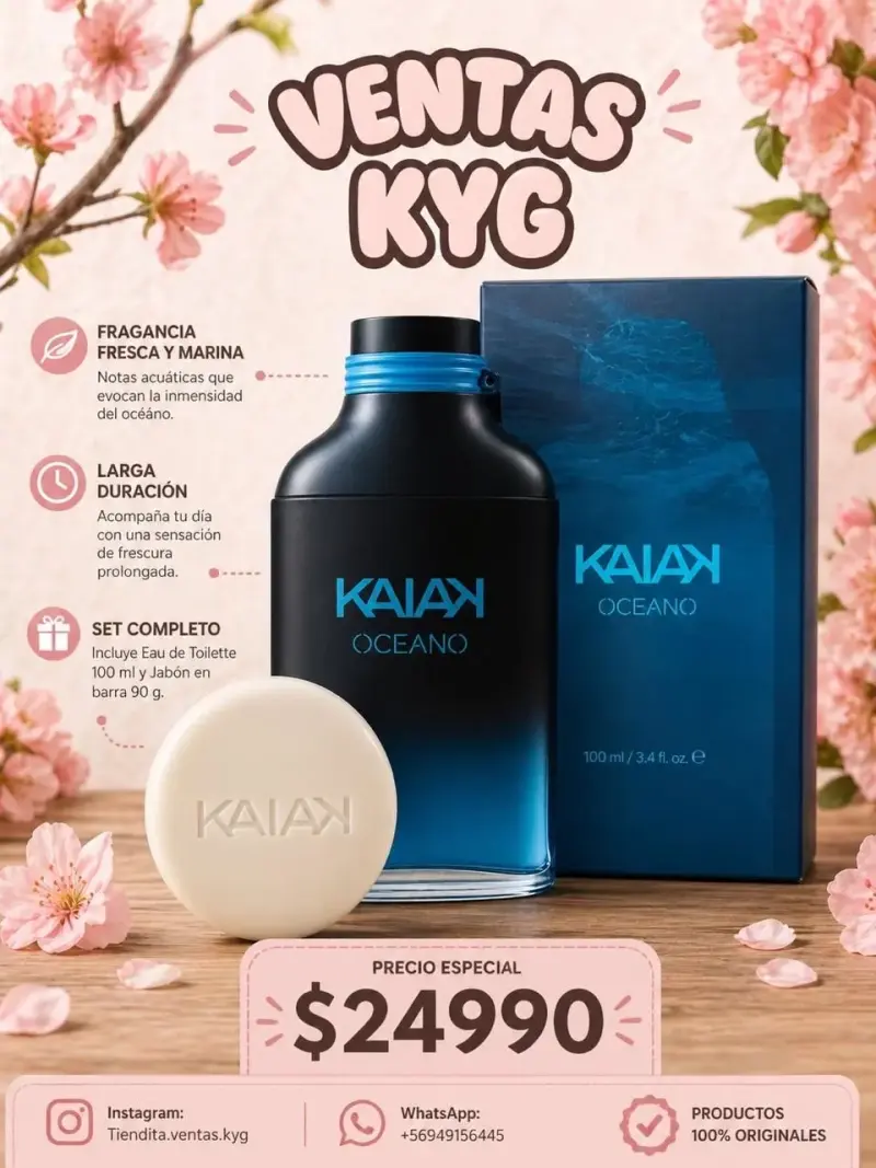 Set de Perfume Kaiak Oceano 100ml con Jabón