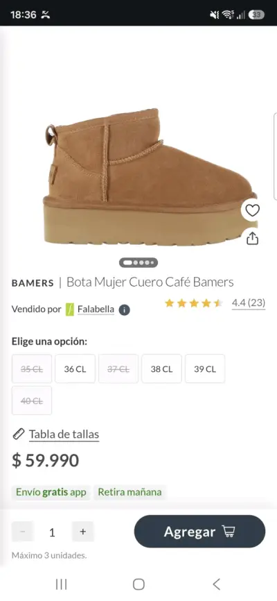Botas de cuero negro para mujer Bamers - miniatura 1