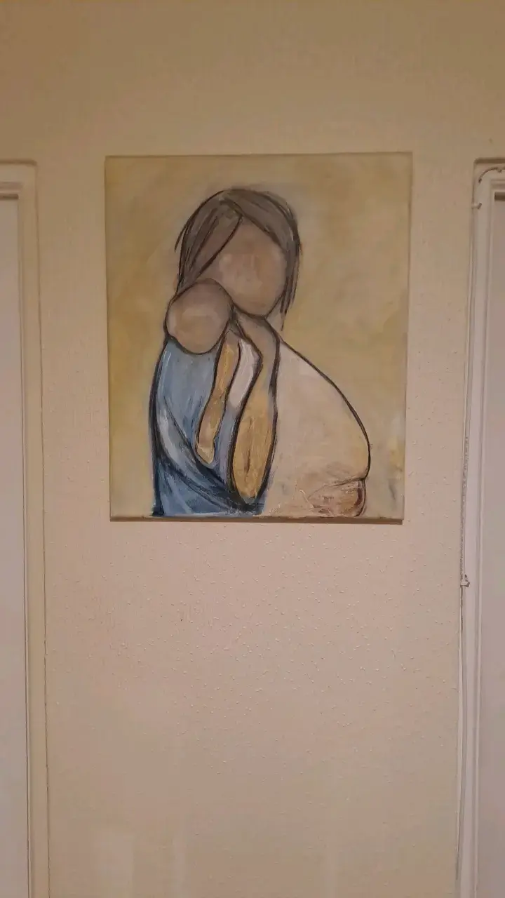 Cuadro abstracto de madre e hijo - 2