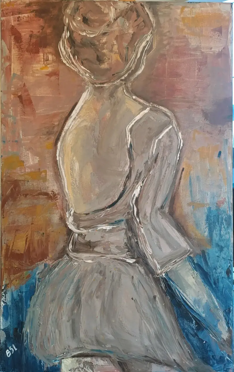 Pintura abstracta de bailarina en lienzo - 2