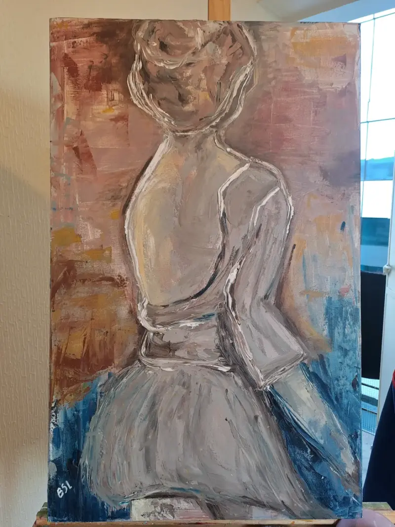 Pintura abstracta de bailarina en lienzo - 3