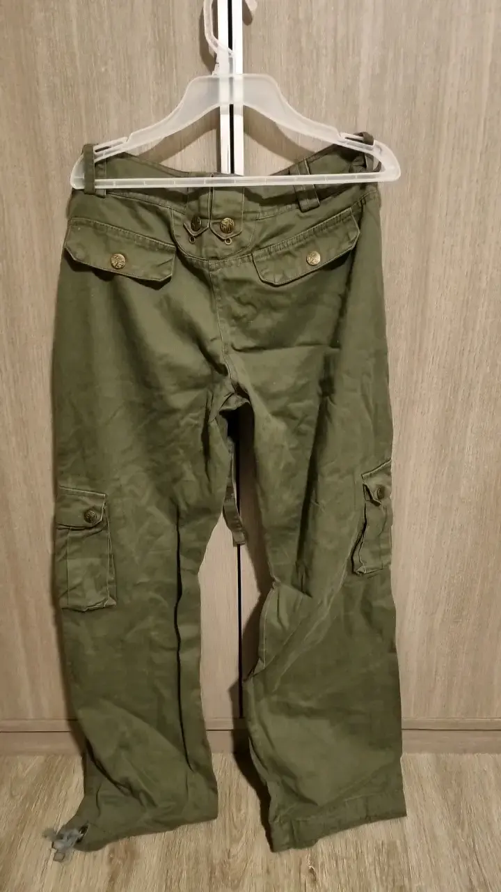 Pantalones cargo verde militar de algodón - 2